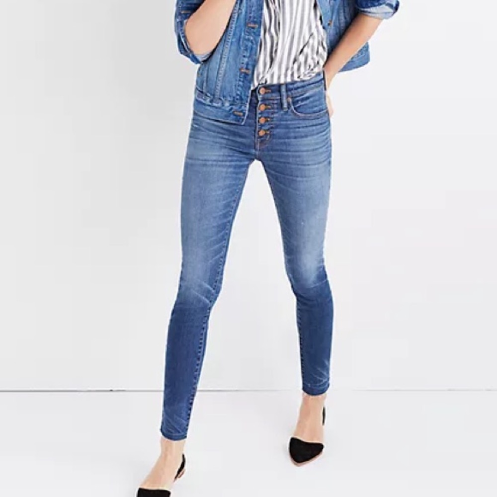 Madewell 9” High Rise Skinny Jeans Button Front Size 25